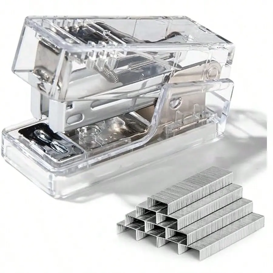 Portable Transparent Stapler Set, Cute Student Stationery, Minimalist Portable Small Stapler, School Supplies, Back-To-School Essentials, Adorable