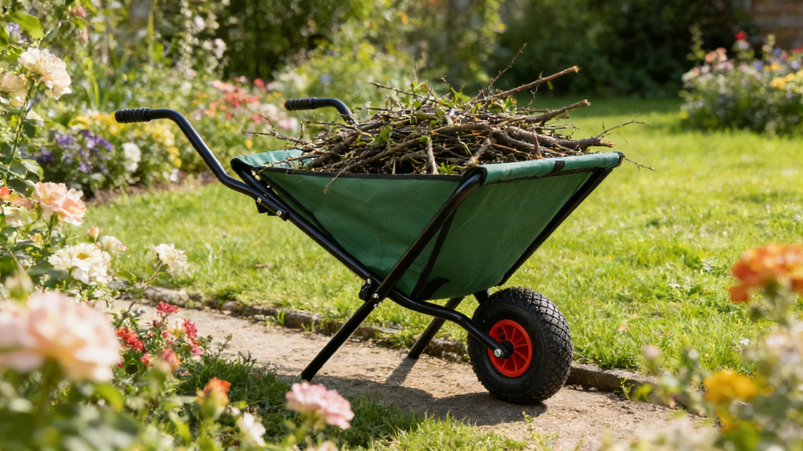 Collapsible Wheelbarrow 176 Lbs Folding Yard Garden Wheelbarrow Foldable Lightweight Gardening Heavy Duty Oxford Cloth Green Lawn Cart for Grass, Leaf, Garden Supplies, 10" Pneumatic Tire