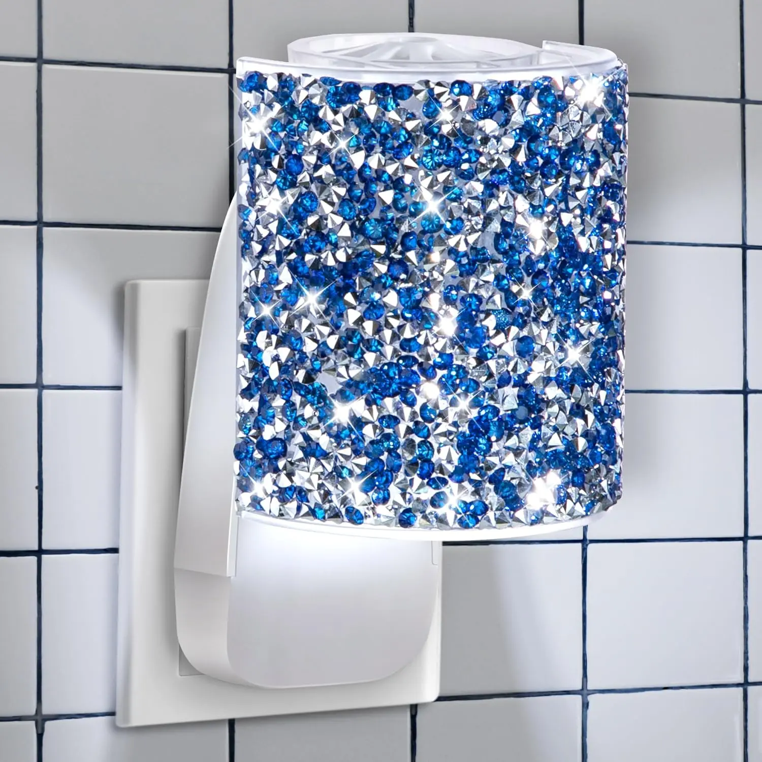 Wall Plug-in Fragrance Diffuser Night Light (Royal Blue Rhinestone) |   Compatible with Bath & Body Works Wallflower Refills, ETL Certified, Rotatable Plug, Diffuser & Night light, Home Decor