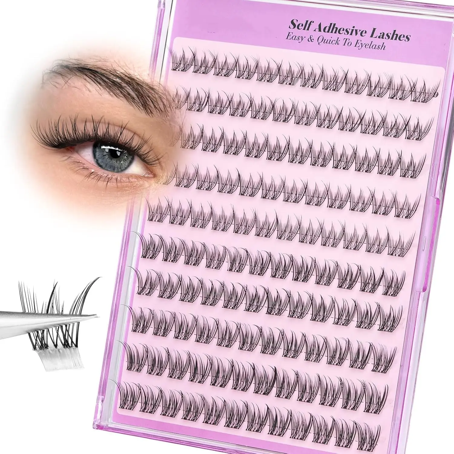 Self-Adhesive False Eyelashes, DIY False Eyelashes, Natural Look, Fine Lash Clusters, Pre-Stuck Clustered False Eyelashes, 9-12mm Short Natural Lashes, 120 Pcs, Fashion Eyelashes