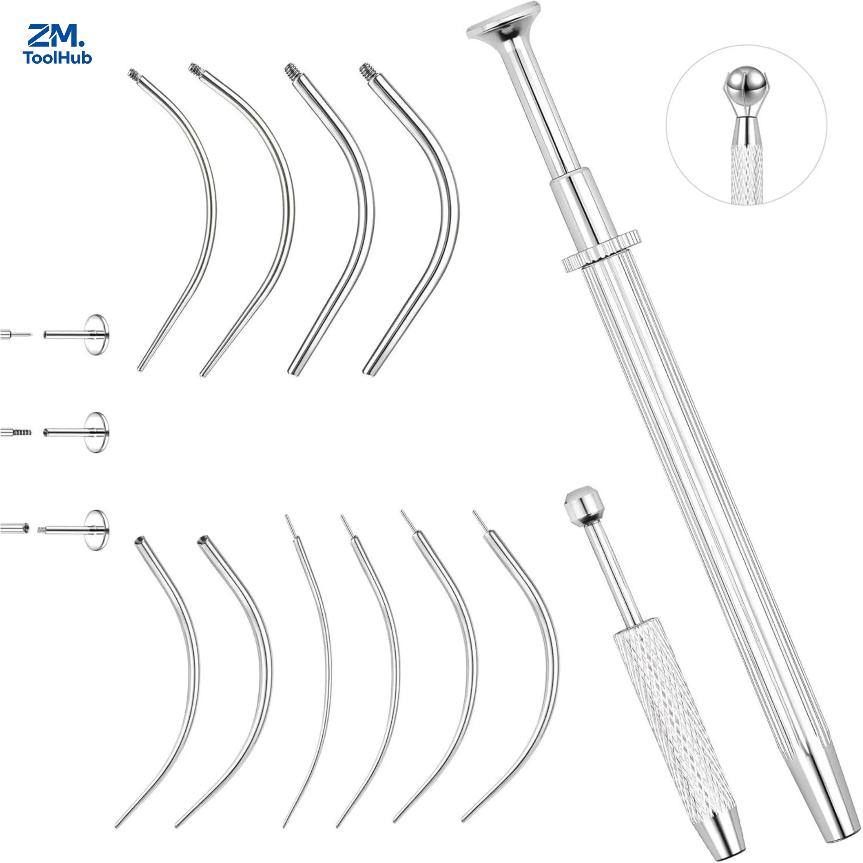 14G, 16G, 18G, 20G Piercing Taper Ball Grabber Tool for Changing Jewelry Piercing Threadless Insertion Pin Screw On Assistant Tool for Earrings, Nose Studs, Changing and Stretching Kit