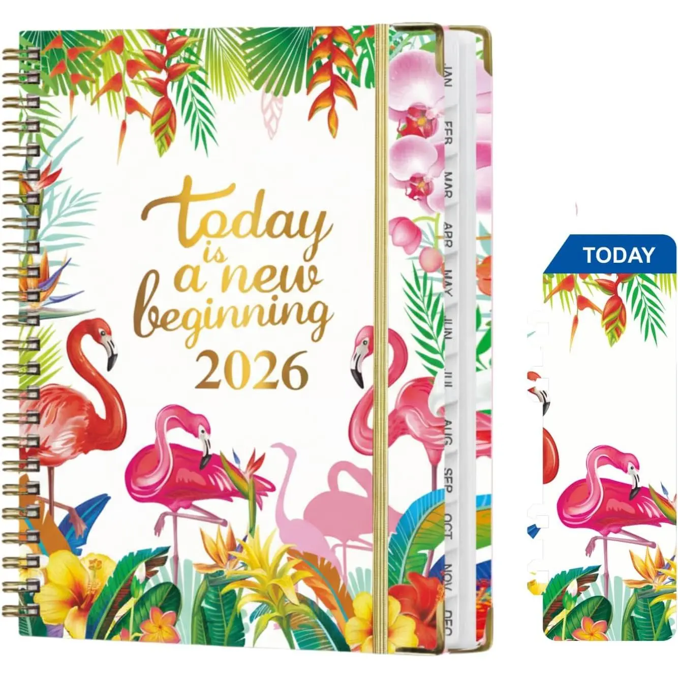 Planner 2026, Jan 2026-Dec 2026 Monthly & Weekly Calendar Planner,A5 Size | 6.3" x 8.5",Hardcover Cute Calendar,Teacher Student Agenda Book with Tabs,School Office Supplies,Flamingos