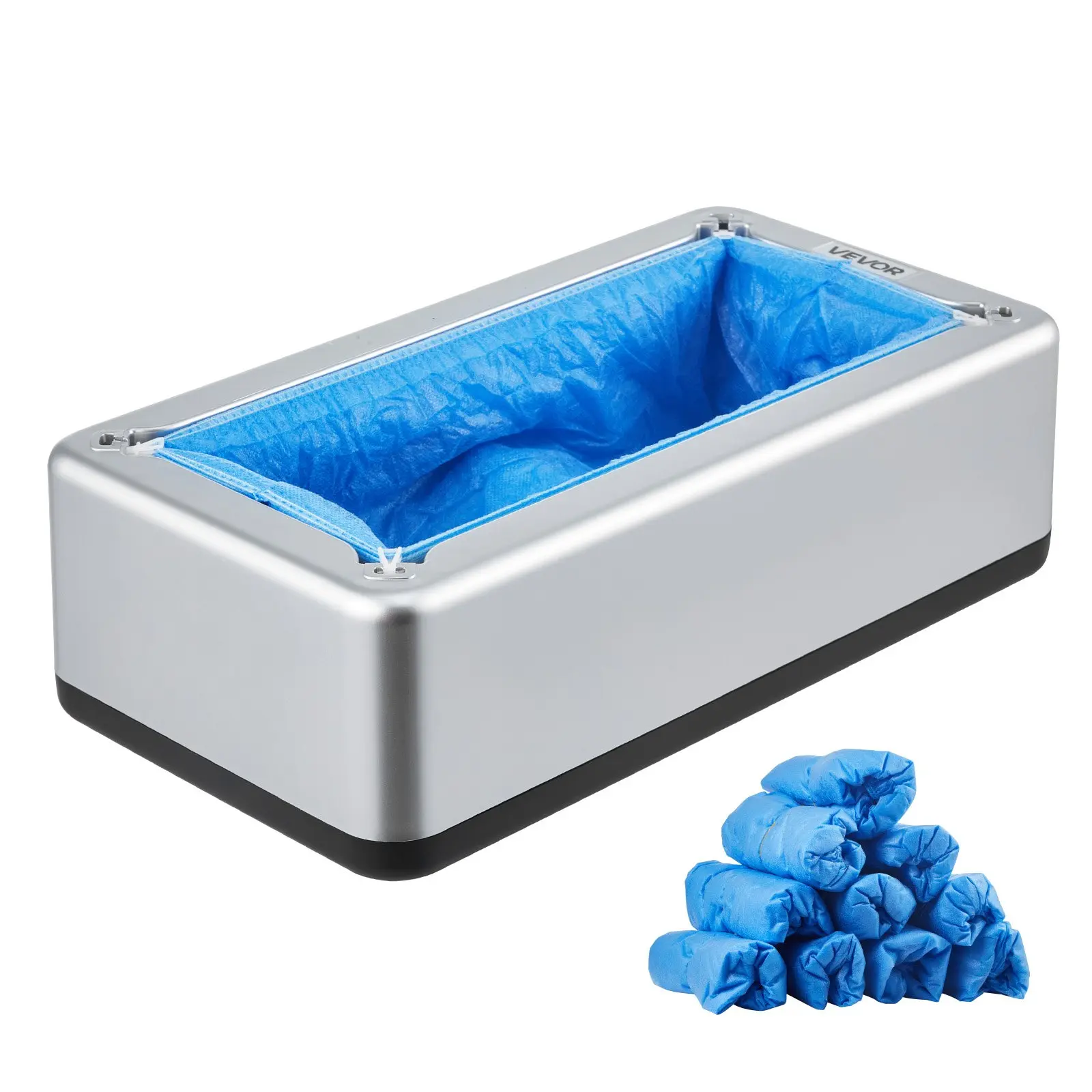 VEVOR Automatic Shoe Cover Dispenser with 100 Non-Slip Disposable Shoe Covers, ABS, Fits Up to US 11, for Home, Office, Indoor Use, Silver, Summerfinds