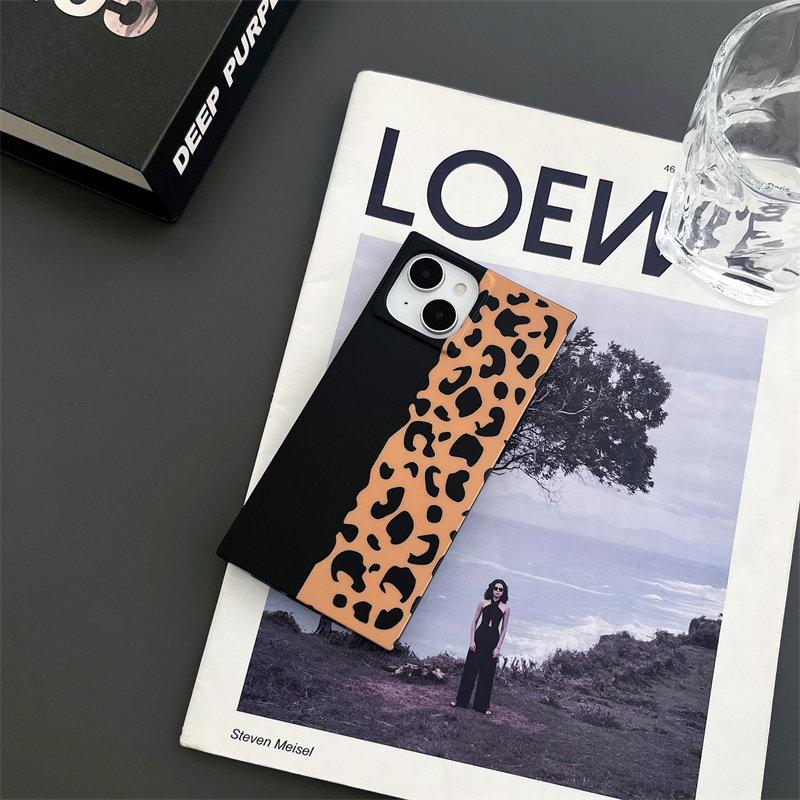 Patchwork Pink & Leopard Print Phone Case for use with iphone 17 air 16 pro max 15 plus 14 pro 13promax Sharp-edged Square phone cases for iphone12/11 XS /XSMAX phone case for Mens girlish/girly trending Y2K