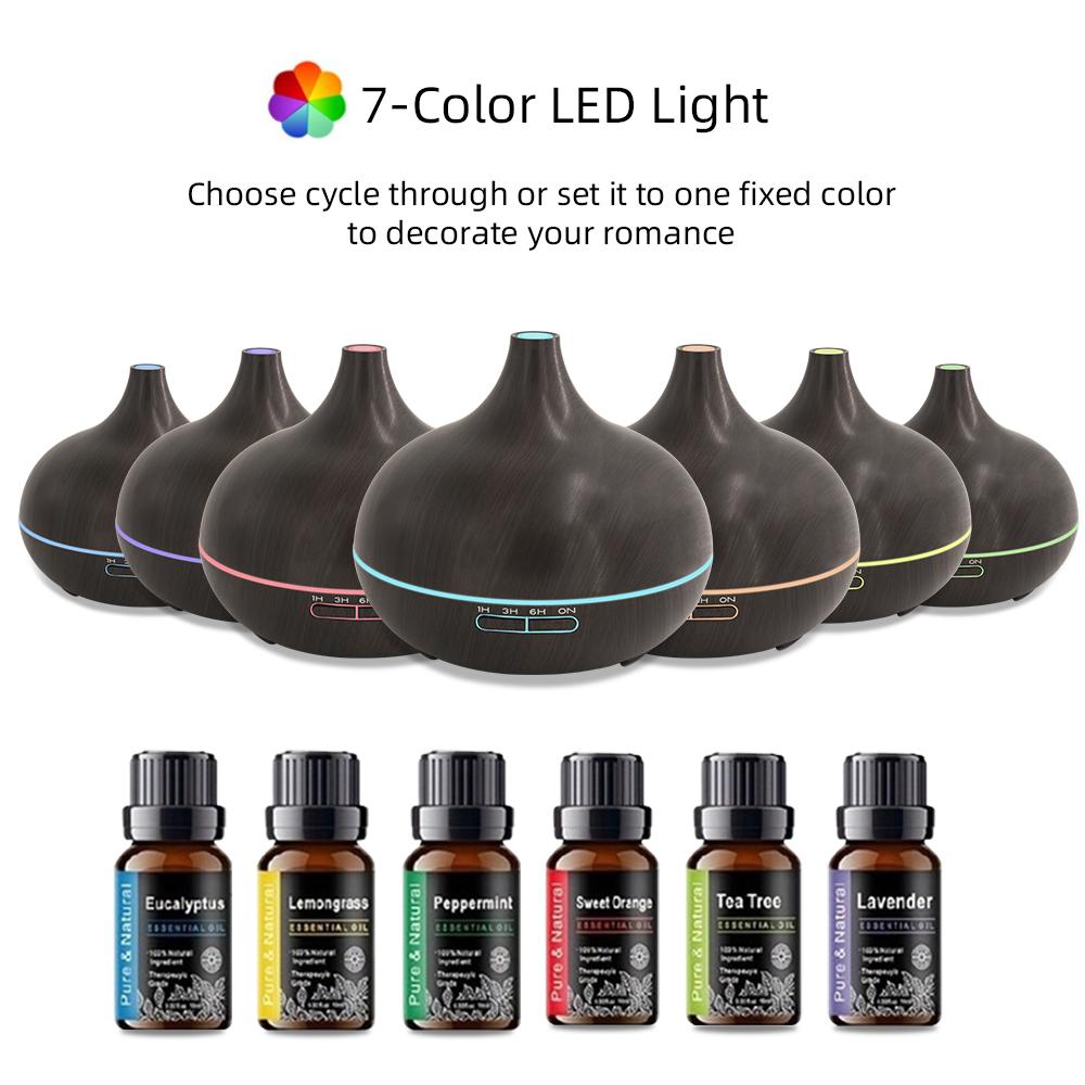 Extra Large 550ml Essential Oil Diffuser  More Runtime, More Benefits! Wood Grain Design, Remote, 7 Color LED, 6 Oils  Better Than Small Diffusers for Home & Office air  purifier Fragrance Freshener Scented Aroma Perfume