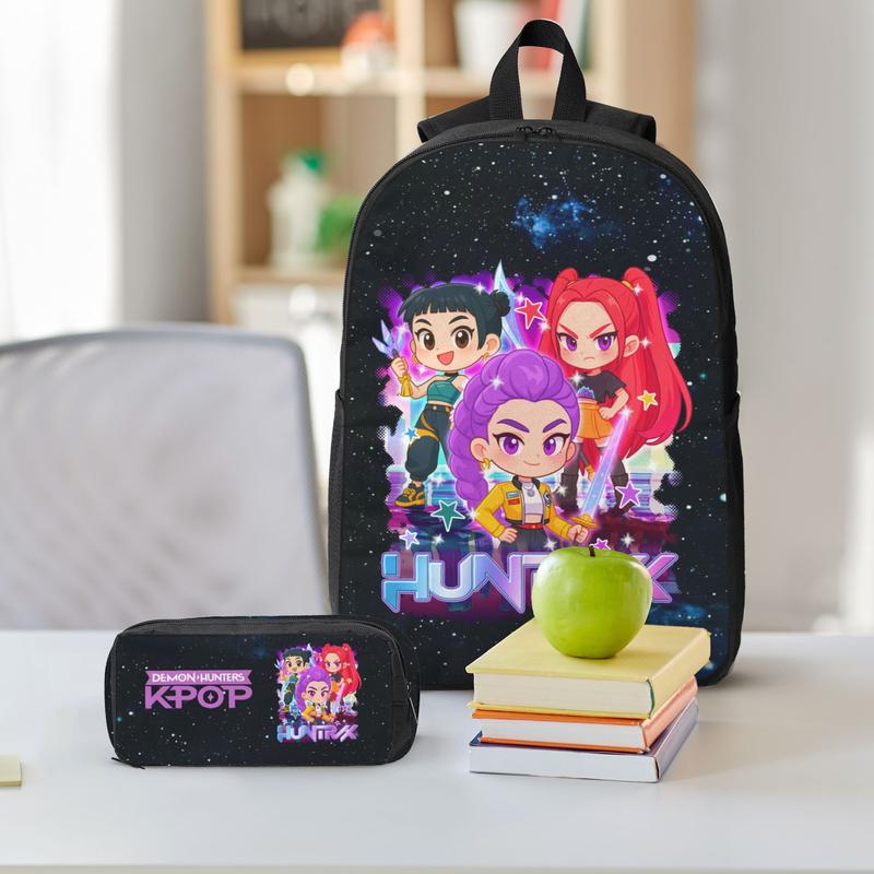 3PCS Functional K-POP Demon Hunters Backpack Set - Black Large Capacity Laptop Schoolbag + Portable Lunch Bag + Pencil Case, Fashionable Bag for Teens Men Women, Perfect for Daily Use & Gift Giving 3PCS Functional K-POP Demon Hunters Backpack Set - Black Large Capacity Laptop Schoolbag + Portable Lunch Bag + Pencil Case, Fashionable Bag for Teens Men Women, Perfect for Daily Use & Gift Giving