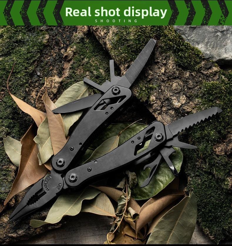Multi - Function Stainless Steel Black Oxide Folding Pliers Screwdriver Set Telescopic Outdoor Emergency Tool