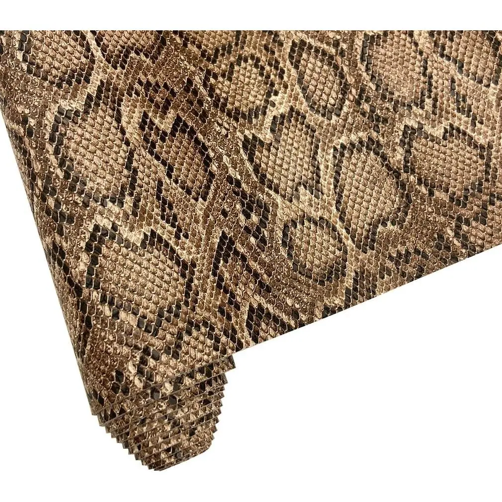 12"x54" Khaki Snake Patterned PU Faux Leather Fabric - Embossed Snake Texture Synthetic Leather for DIY Crafts, Sewing, Clothes, Bows, Earrings & Home DecorGift