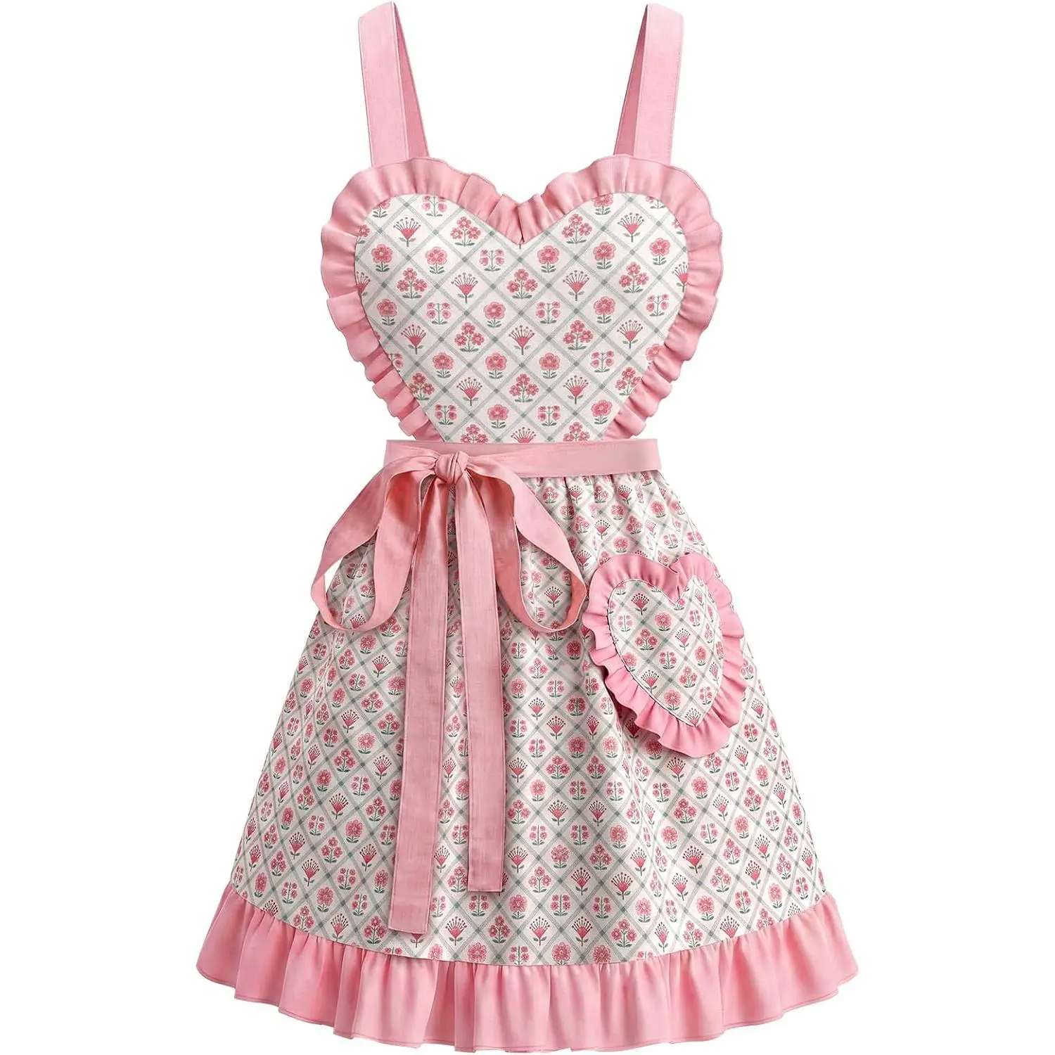 Lovely Home Work Apron for Ruffle Vintage Cook Apron with Pockets Back Gift