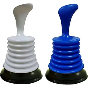 Small 7" Sink Plunger - Mini Clog Remover for Kitchen & Bathroom Sink Drains - Hand Ergonomic, Space-Saving & Powerful Suction - Universal Fit, Commercial Grade, Blue/White, 2-Pack