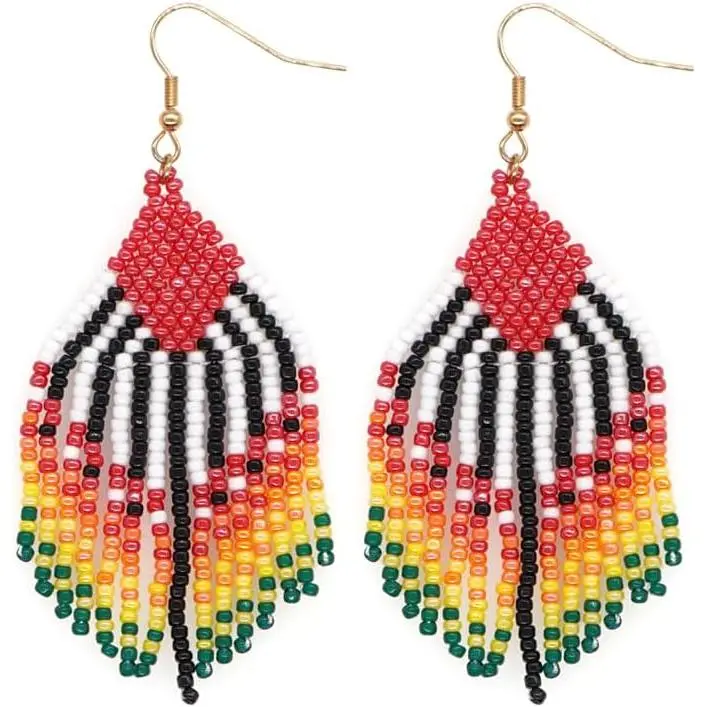 Tassel Zulu Dangle Drop Earrings for Women, Long Bohemian  Beads Fringe Danglig Earing Prom Fashion  .