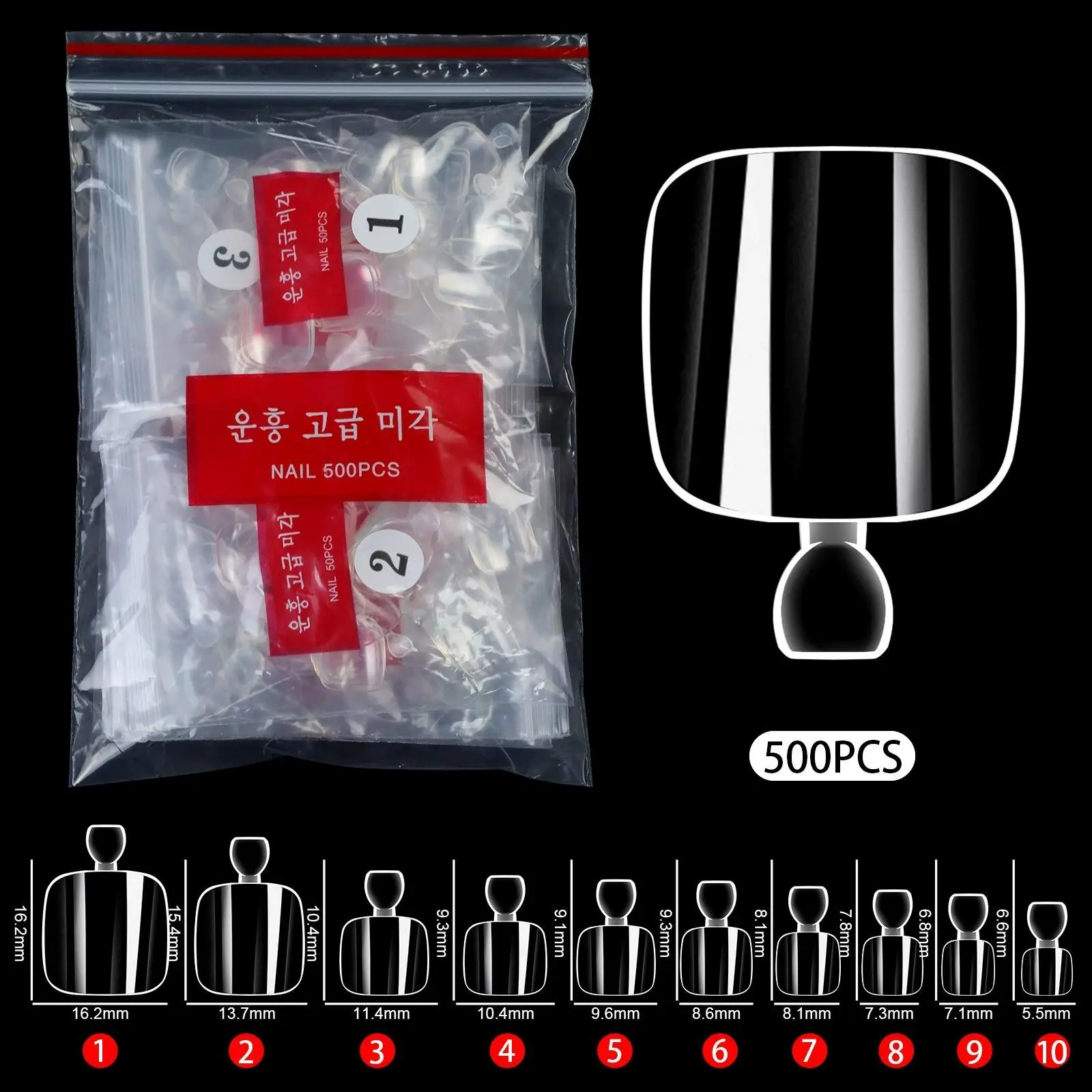 500Pcs Transparent Full-Cover Acrylic Toe Nail Tips - Press-On Fake Toe Nail Art Extensions, Durable Salon Quality, Glossy Finish, Square, Short Style, False Fake Artificial Toe Nails Tips Manicure False Nails