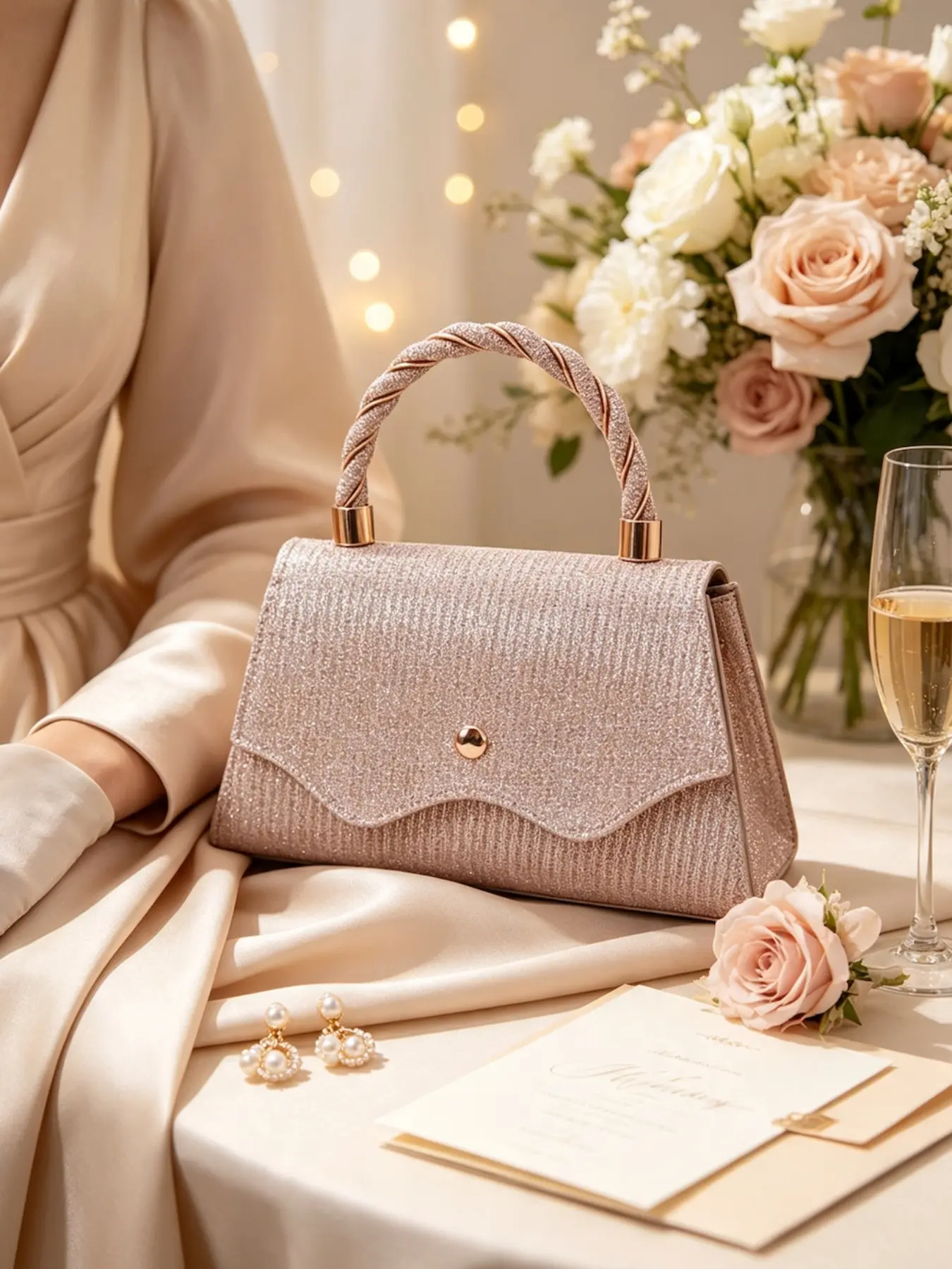 glitter evening bag, top handle clutch, wedding guest purse, prom handbag, wavy flap handbag, sparkly formal bag, cocktail party clutch, mini shoulder crossbody bag, banquet purse, shiny ladies evening handbag, bridal clutch, glitter top handle bag