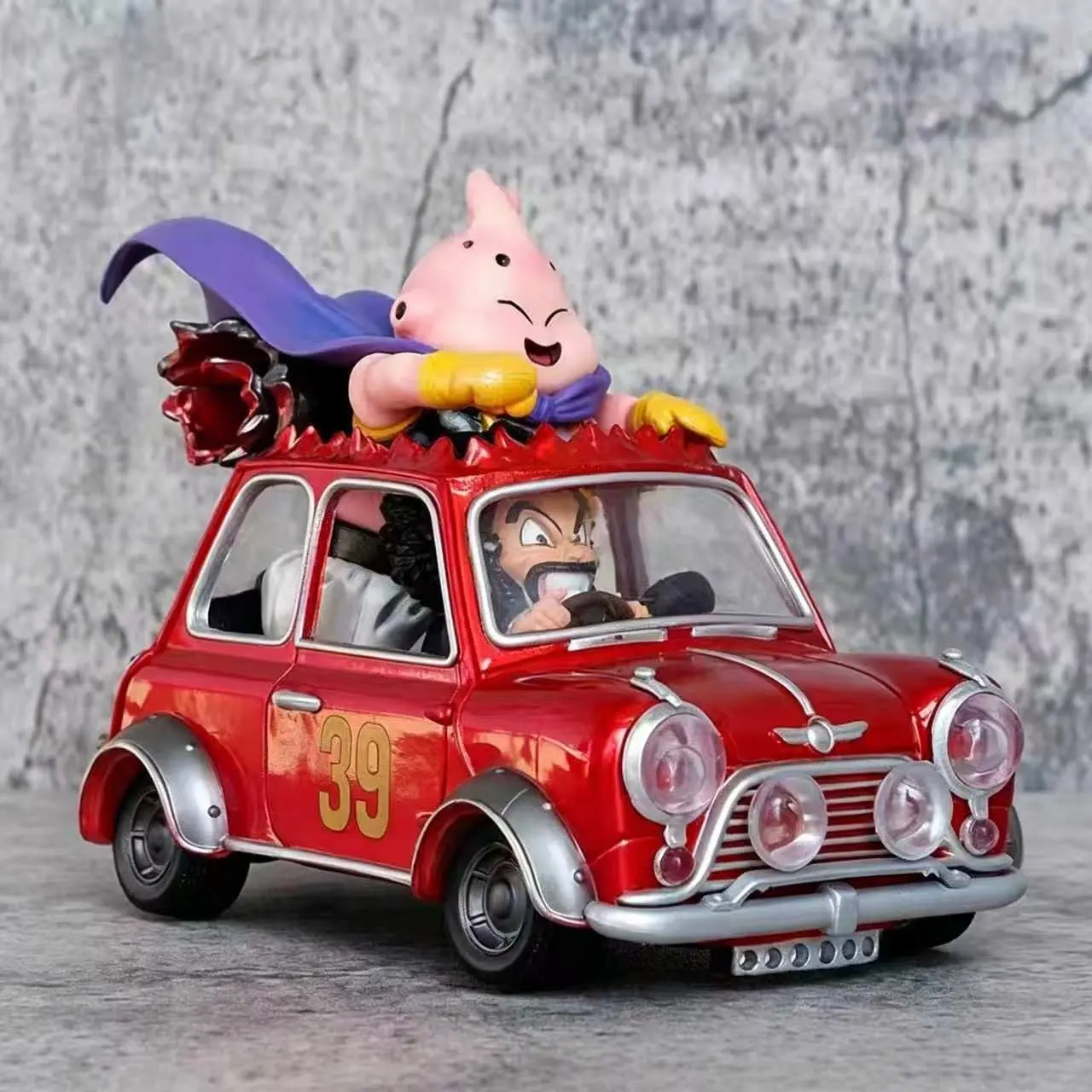 Dragon Ball Anime Figure 12cm, Buu and Satan Car Scene Statue, PVC Boxed Collectible Desk Ornament, Anime Enthusiast Gift
