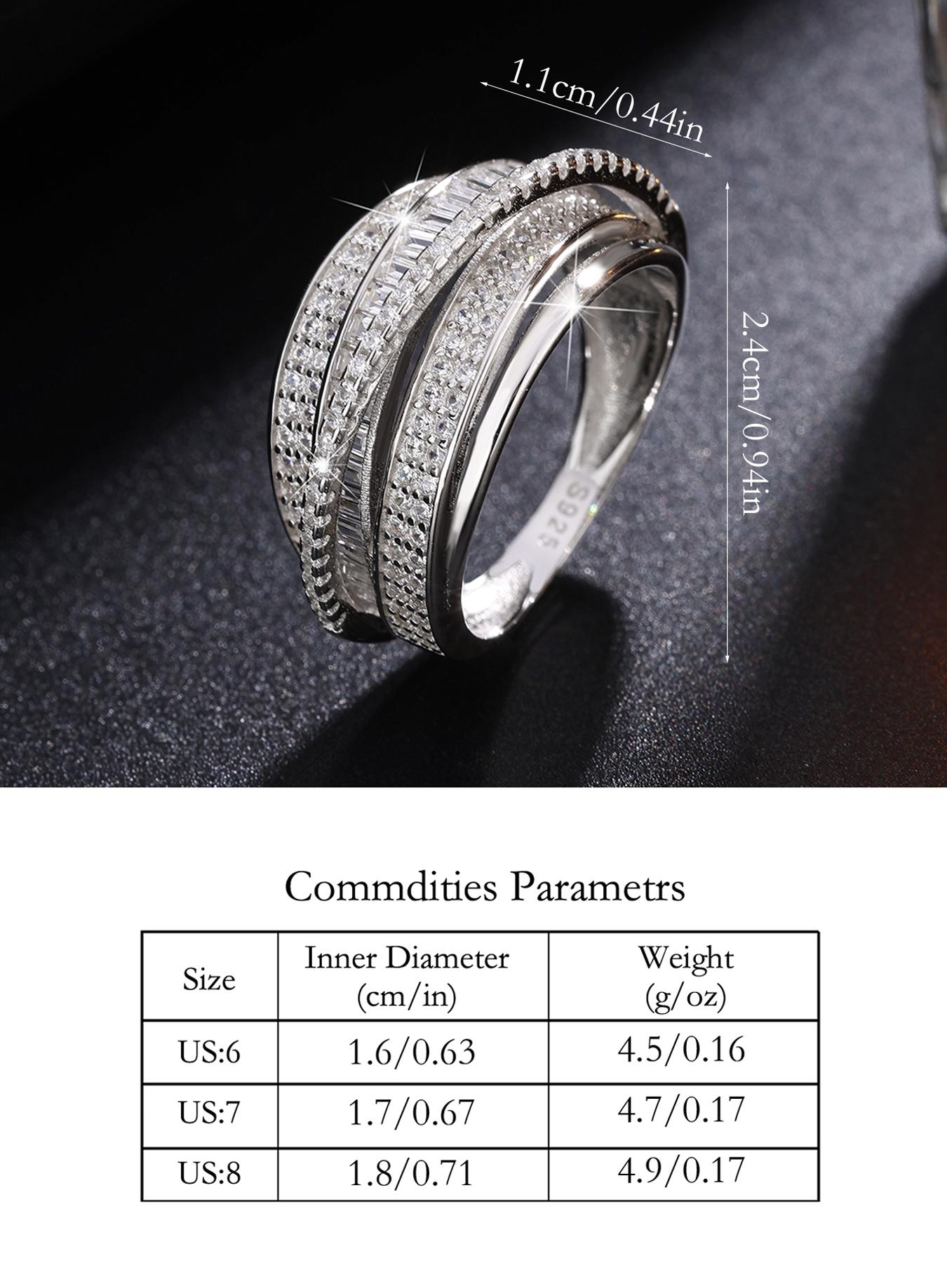 Multi-Layer Artificial Zircon Ring, Stackable Rings, Twisted Design, Unique High-End Style, Low-Key Luxury, Perfect for Dates, Sliver Color