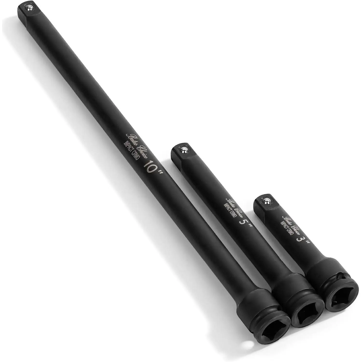 Bates 3/8" Drive Impact Extension Bar Set, 3-Pack Metal Standard Set with 3in, 5in, 10in Inches for Long Reach, 42 CrMo Steel