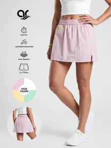 AR Women's Athletic Tennis Skort with 2in1 Shorts & Zipper Pockets | High Waisted Quick Dry Golf Skirt for Running & Casual Summer Activewear | Side Split Athleisure