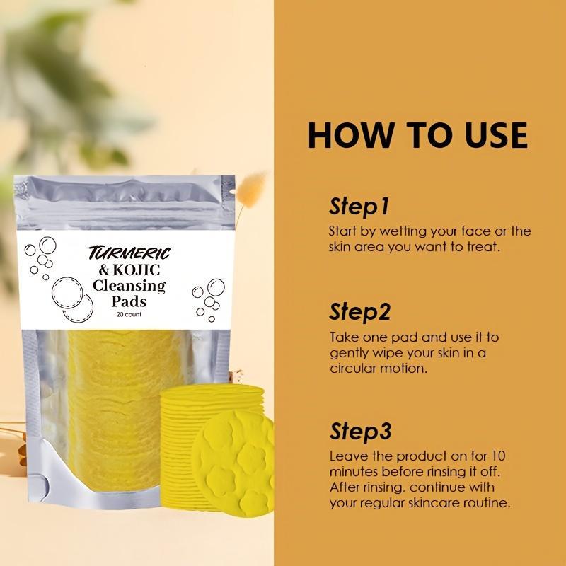 Turmeric & Kojic Facial Cleansing Set, 3 Counts/set Turmeric Cleansing Soap & Turmeric Cleansing Milk & Facial Cleansing Pads, Facial Skin Care Kit, Turmeric Facial Wash