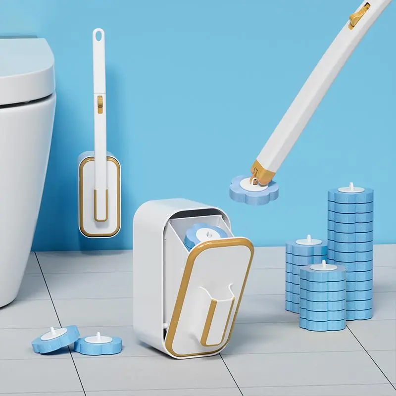 Disposable Toilet Brush Set, Toilet Bowl Cleaning Brush with Holder & Refills, Household Cleaning Tools for Bathroom Toilet, Toilet Bowl Cleaners, Toilet Cleaning System, Toilet Brush Kit