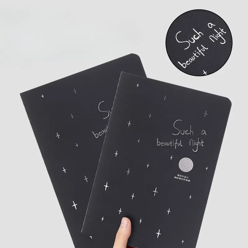 2Pcs. Black cardboard star notebook. Student hand drawn graffiti notebook with pure black inner pages Drawing Notebook