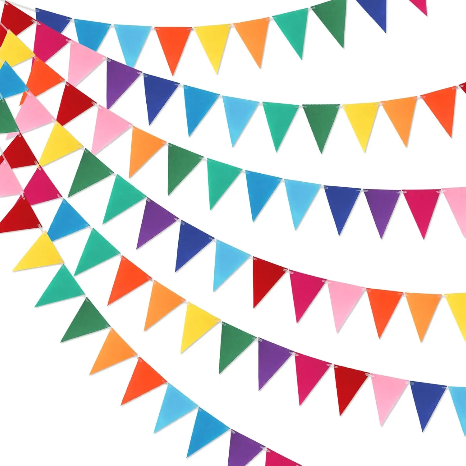 Pennant Banner Flags 6-Pack Pre-Strung Rainbow Party Garland Felt Triangle Bunting for Birthdays Baby Showers Weddings Pride Carnival and Festival Decorations