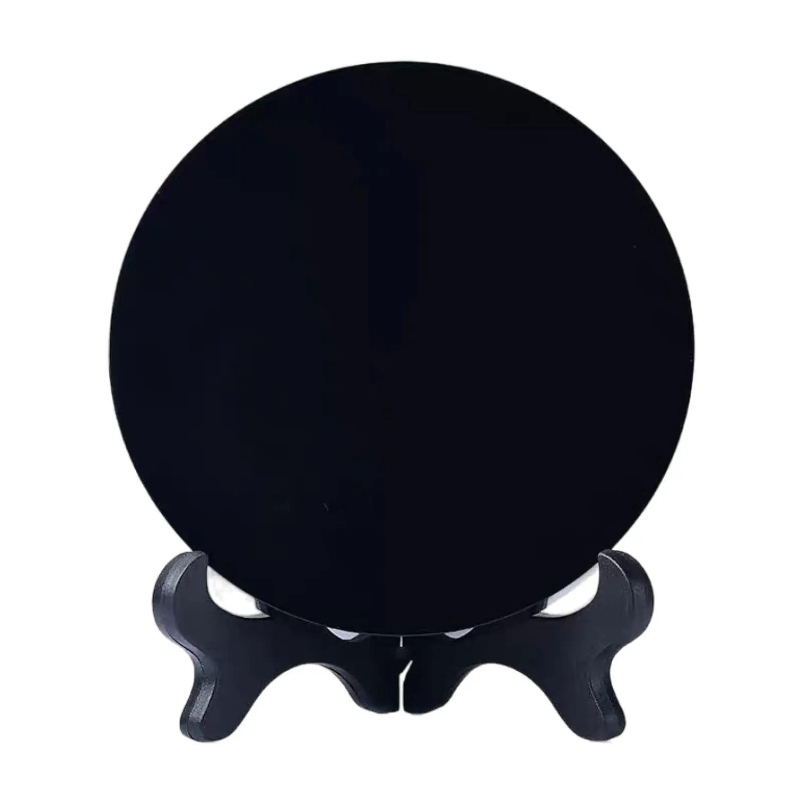 Natural Obsidian Magic Mirror Round Disk, Feng Shui Seven Star Array Base, Home Decor Table Ornament, Stone Mirror, Essential Placement Item