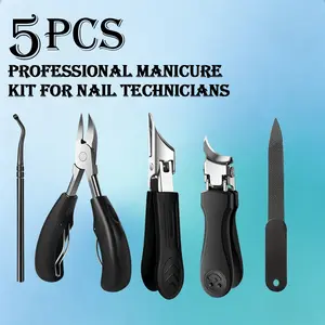 5Pcs Professional Manicure Pedicure Kit Heavy Duty Ingrown Toenail Clipper Tools For Thick Hard Nails Foot Care