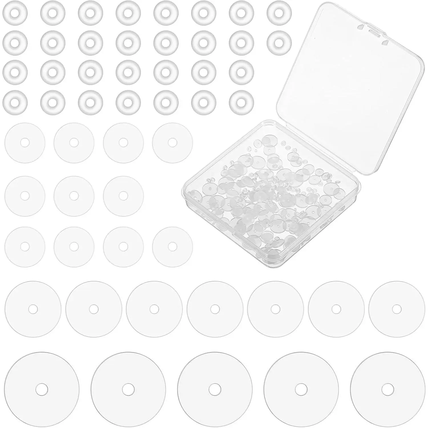 200 count Clear  Disc, for  Bump 3/5/ 7/9 mm Clear  Earrings Backs Plastic Disc Pads Stabilize