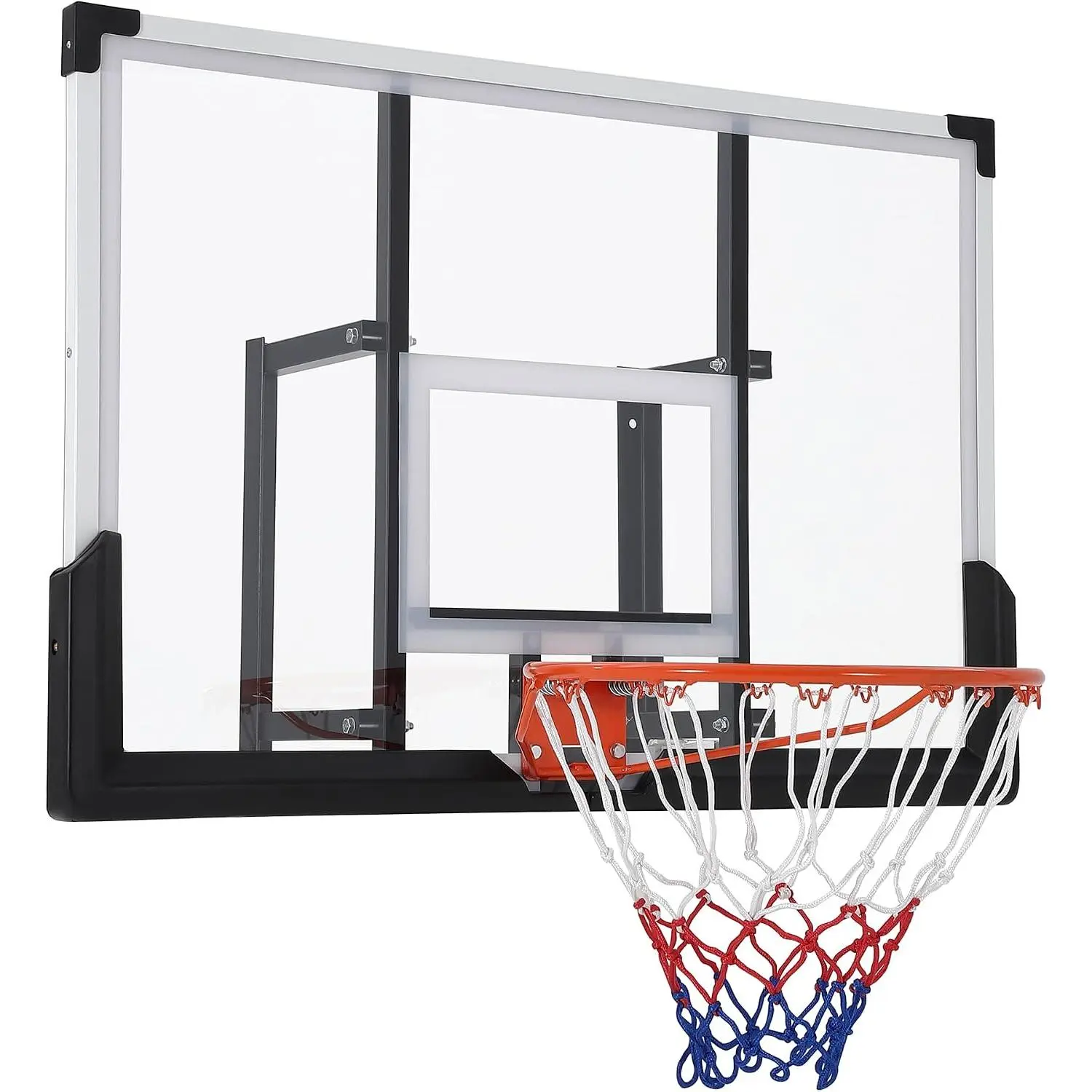 Adjustable Wall Mounted Basketball Hoop – 48" Shatterproof PC Backboard