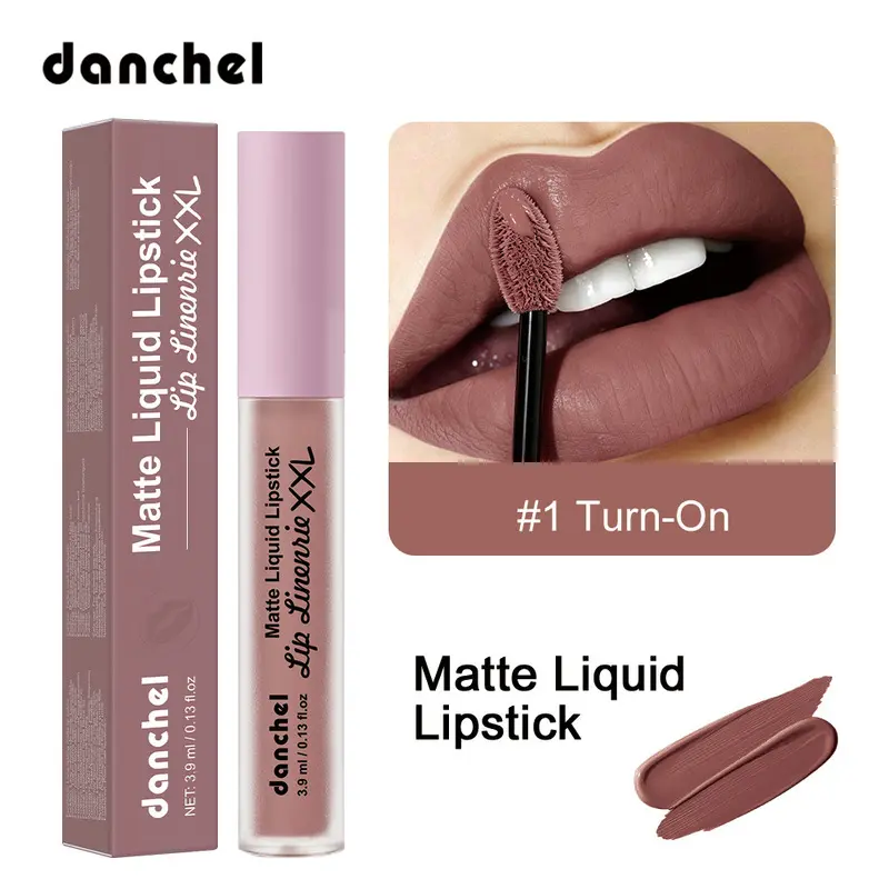 Velvet Soft Matte Lip Gloss danchel, Smooth Non-Drying High Coverage Liquid Lip Mud, Dual Use As Blush & Eyeshadow All In One, 8 Daily Atmosphere Shades Waterproof Long Hold Lip Tint 3.9ml