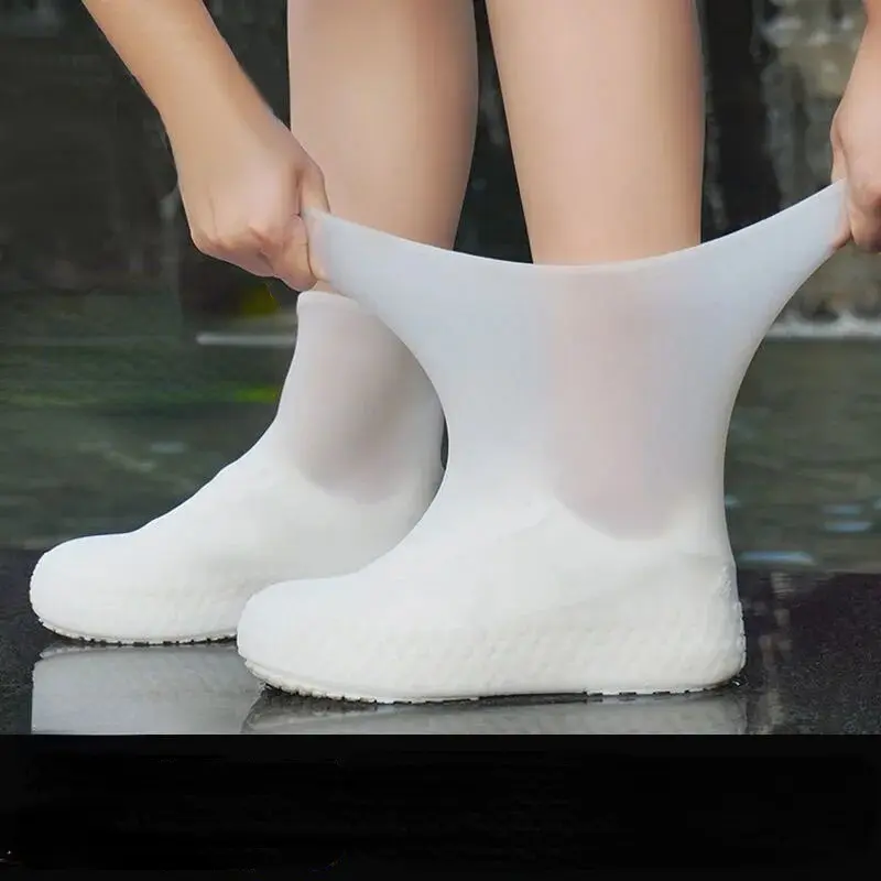 Reusable Waterproof Latex Rubber Shoe Covers for Adults, Anti-Slip Wear Resistant Rain & Snow Portable Overshoe Protectors