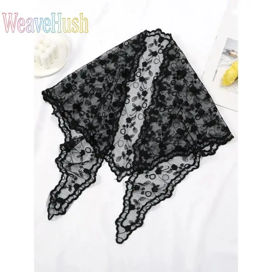 Women Floral Lace Scarf, Women Daily Outfit Essentials, Exquisite Trendy All‑Match Neck Accessory, Lightweight Versatile Lace Wrap for Daily Wear and Ladies Birthday Gift‑Giving