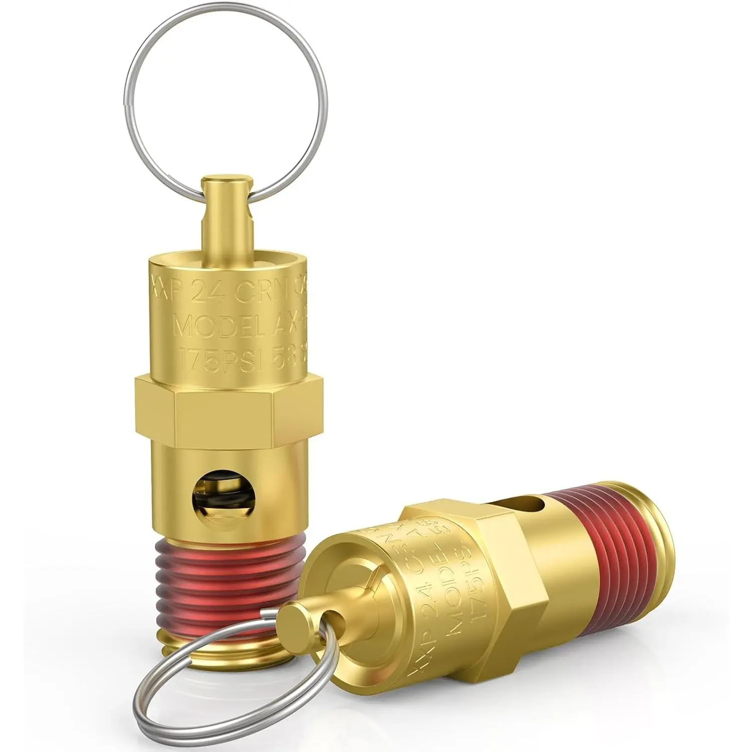 2 Pcs Brass 1/4" NPT(M) 175 PSI Pressure Relief Safety Valve for Air Compressor Tank Pop Off