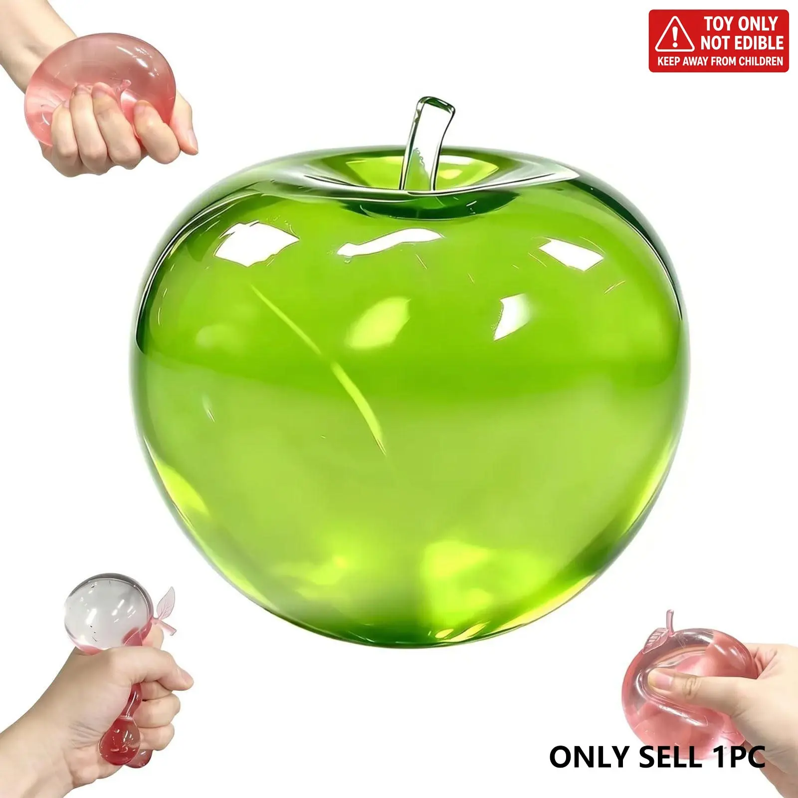 Apple Squishy Sensory Toy, Soft Flexible Apple Squishy for Anxiety Relief, Cute Novelty Stress Relief Fruit, Rebounding Squishies