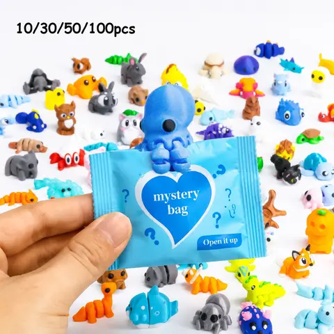 10/30/50/100 Pieces 3D Printed Multi-Joint Animal Blind Bags, Random Color Animal Figurines, Surprise Gifts, Party Souvenirs, Figures