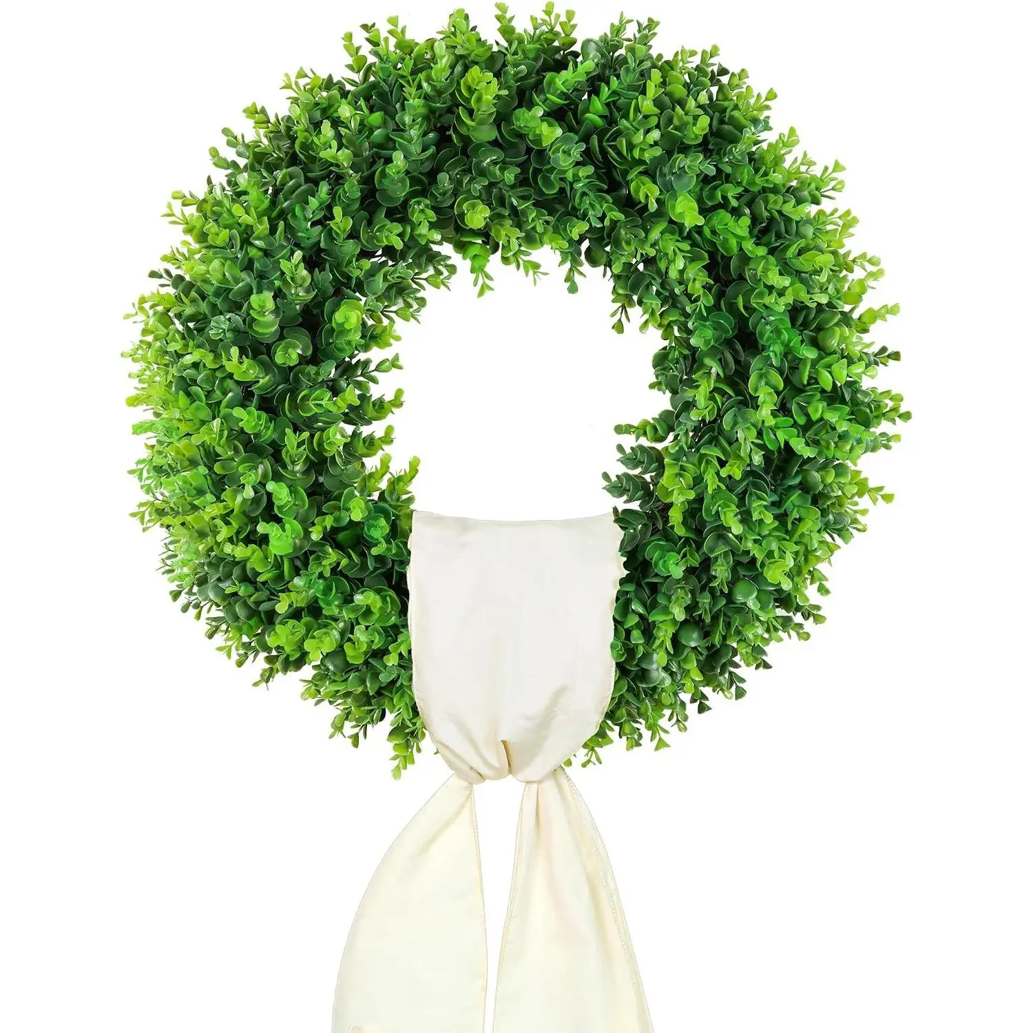 20'' Boxwood Wreaths Front Door Artificial Spring Wreath Wreaths for Front Door Farmhouse Wedding Green Year Round Indoor Outdoor for Summer Wreath St Patricks Day Decorations -(Hello Sign)