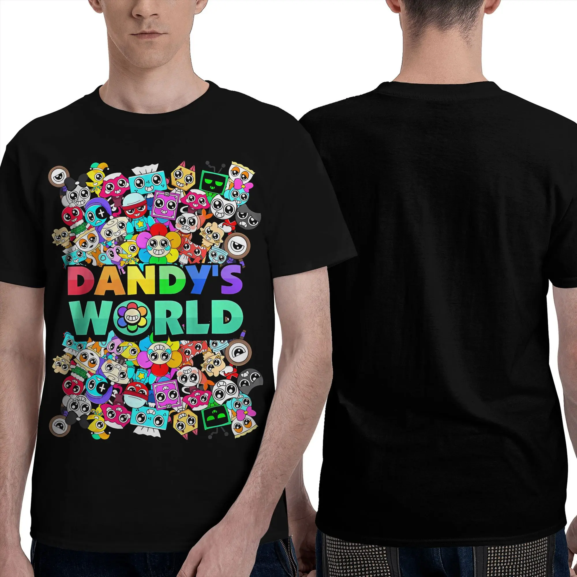 Dandy's World Unisex Sports T-Shirt - Cartoon Print, Loose Regular Fit, Breathable Lightweight Fabric, Kids & Adults Casual Short-Sleeve Basic Tee, Football Layering Essential, Summer/Fall Streetwear Top