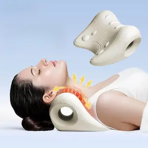 Cervical spine massager, neck relaxer, massage pillow, cervical spine corrector, home-use shoulder and neck relaxer, beige and black, Relaxation aid, Portable neck relaxer