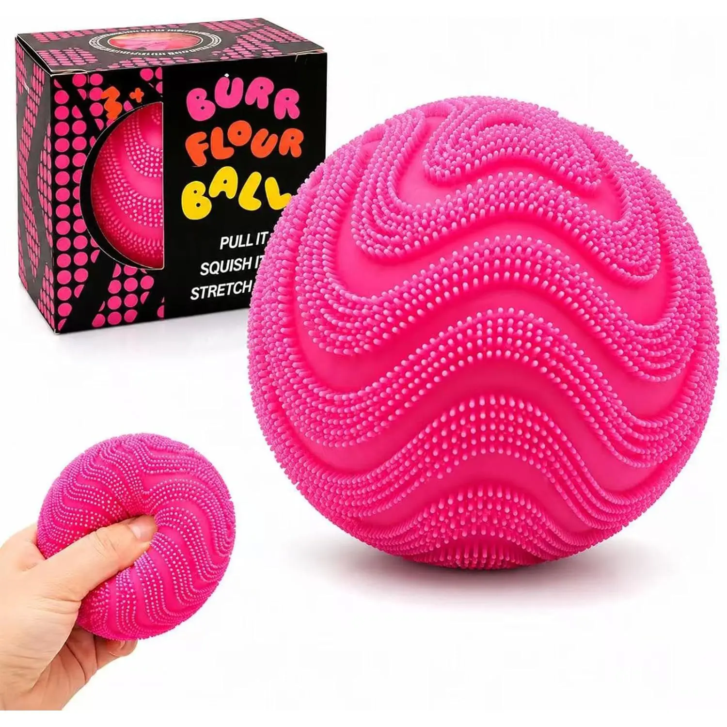 Fuzz Ball Squishy Stress Ball,Soft Fidget Squishy Fuzz Squeeze Ball for Adults,Anxiety Stress Relief Toys,Party Favors Gift for Adults (Pink Ball)