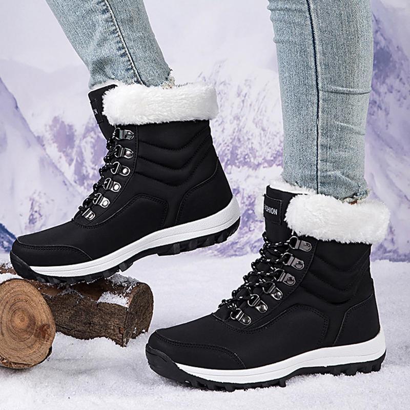 Women's Winter Snow Boots Waterproof Leather Faux Fur Lined Lace Up Ankle Booties Black Casual Warm Lightweight Anti-Slip Rubber Outsole Padded Soft Stylish Walking Shoes for Snowy Days Footwear White Women's Winter Snow Boots Waterproof Leather Faux Fur Lined Lace Up Ankle Booties Black Casual Warm Lightweight Anti-Slip Rubber Outsole Padded Soft Stylish Walking Shoes for Snowy Days Footwear White