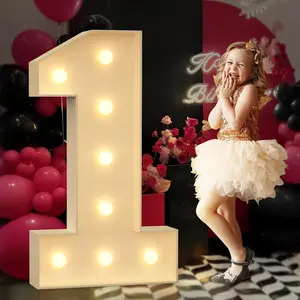 Light up Numbers 1, 3FT Giant Marquee Numbers for 1st 15th 16th 21st Birthday Decoration, Anniversary Decor, 2026 Graduation Decoration,Pre-Cut Foamboad Kit
