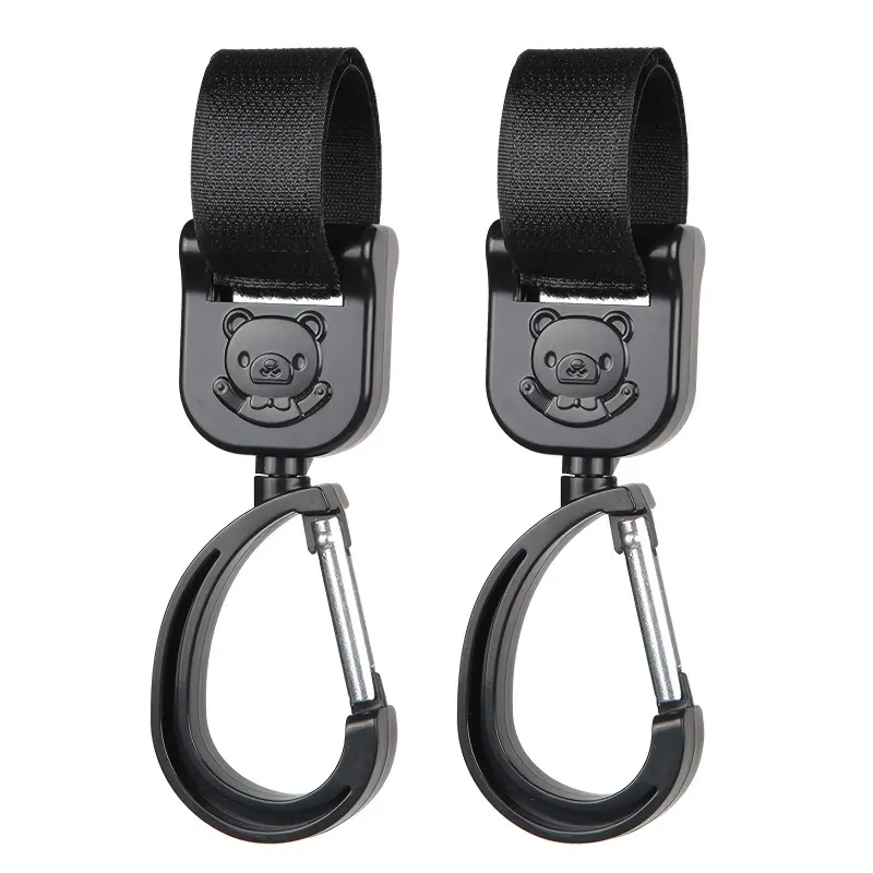 2 sets of 360-degree rotating hooks for multi-purpose baby stroller, suitable for diaper bags, purses and equipment