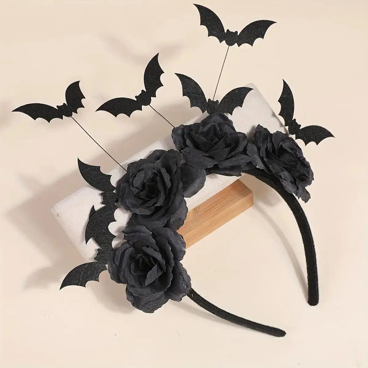 Halloween Party Headband, Cute Witch Hat with Faux Flowers, Gothic Bat Hair Clip, Dark Role-Playing Accessory