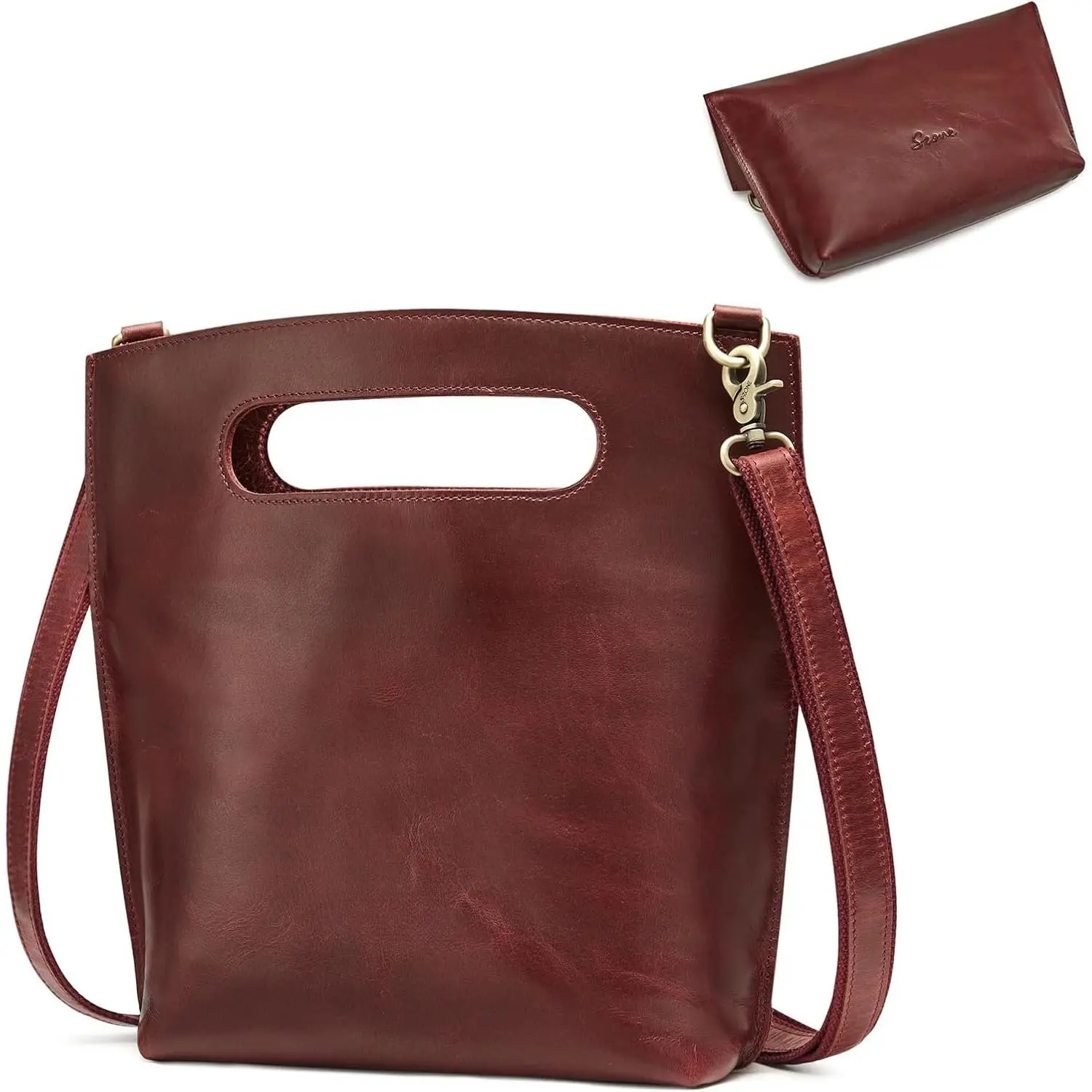 Women  Leather Crossbody Bag Distressed Foldable Clutch | Top Grain Leather, Fits 9.7 Inch Tablet, Daily Travel Dating, Removable Adjustable Strap, Genuine Top Handle Handbag Purse