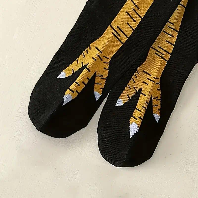 2/3/6/9 Pairs of Funny Chicken Foot Socks - Novel and Fun Gifts, Machine Washable Christmas Party and Gift Filling, Humorous Socks Casual Beige Fabric