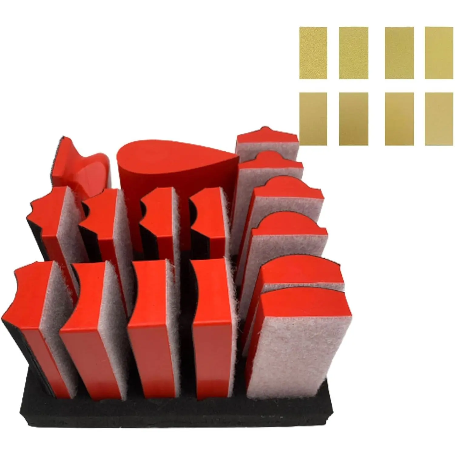 16 count Hook and Loop Sanding Block Kit with 40 count Sandpaper Sheets,Interchangeable  Contoured Profile Sanding Pad Tools Set,Hand Sand Chassis for  Furniture,Auto  and DIY Crafts