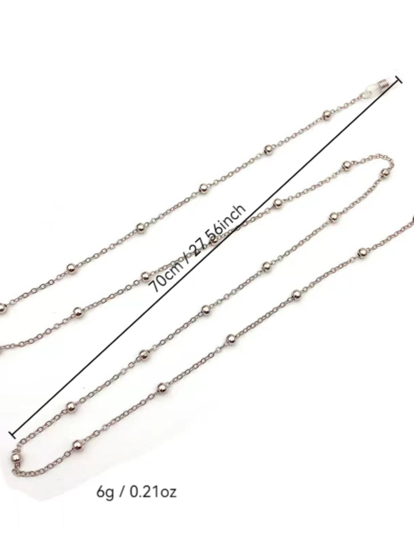 Minimalist Temperament Ball Decor Metal Glasses Chain, Anti-slip Glasses Mask Hanging Chain, Fashion Eyewear Accessories for Women & Girls