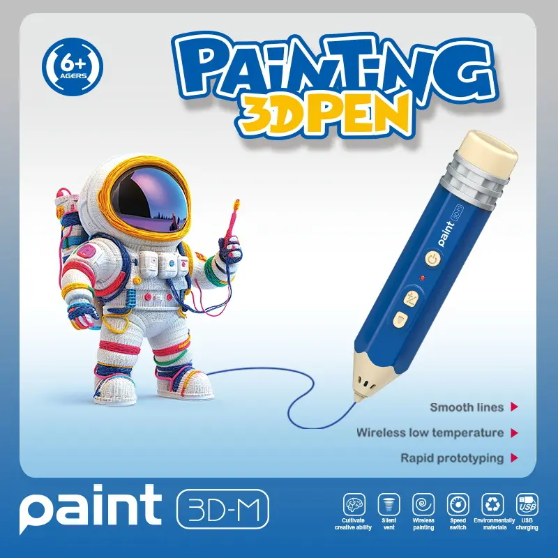 Kids' 3D Printing Pen Kit - Low-Temperature, Wireless Filament Crafting Tool for Children's Creative Doodles