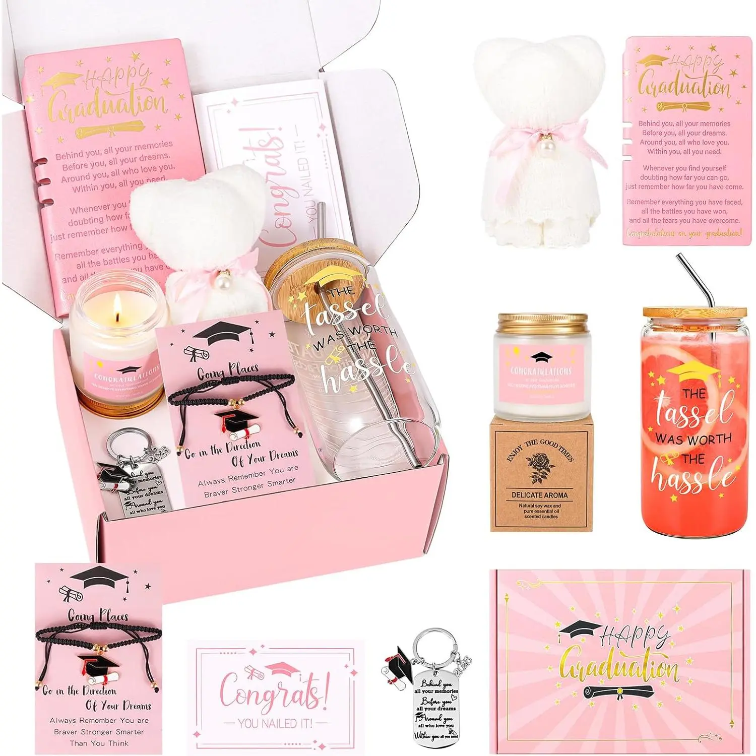 JOYOFUN 2026 Graduation Gifts for Women, Class of 2026 Grad Gift Box Set, College High School Graduation Present Basket for Women Daughter Sister Teacher Nurse Graduates Friends(Pink)