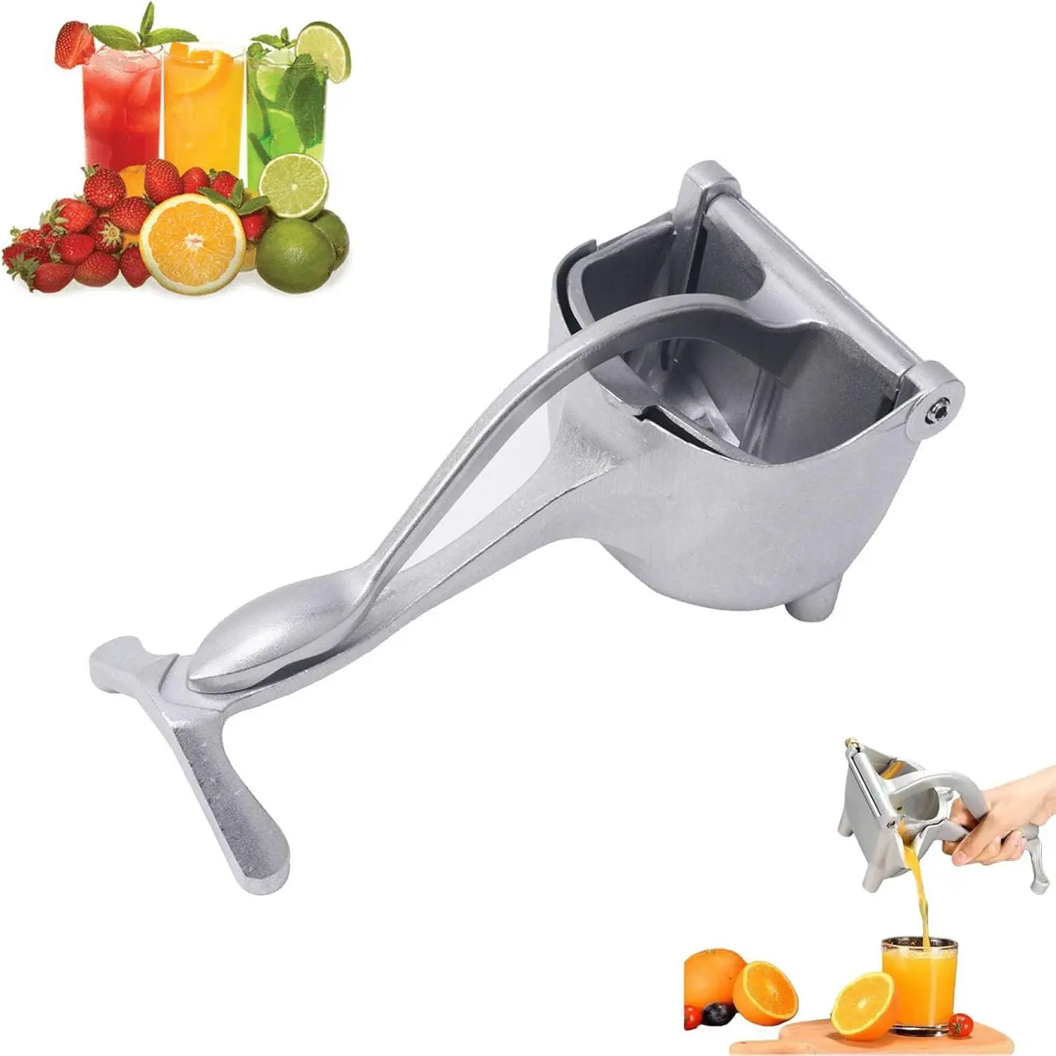 Manual Juicer Hand Press with Ergonomic Heavy Duty Handle - Pour Spout for Mess-Free Pouring, Aluminum Alloy Hand Juicer Squeezer | 0.6 L Capacity - Juice Press for Lemon, Orange, Lime, & Grapefruit